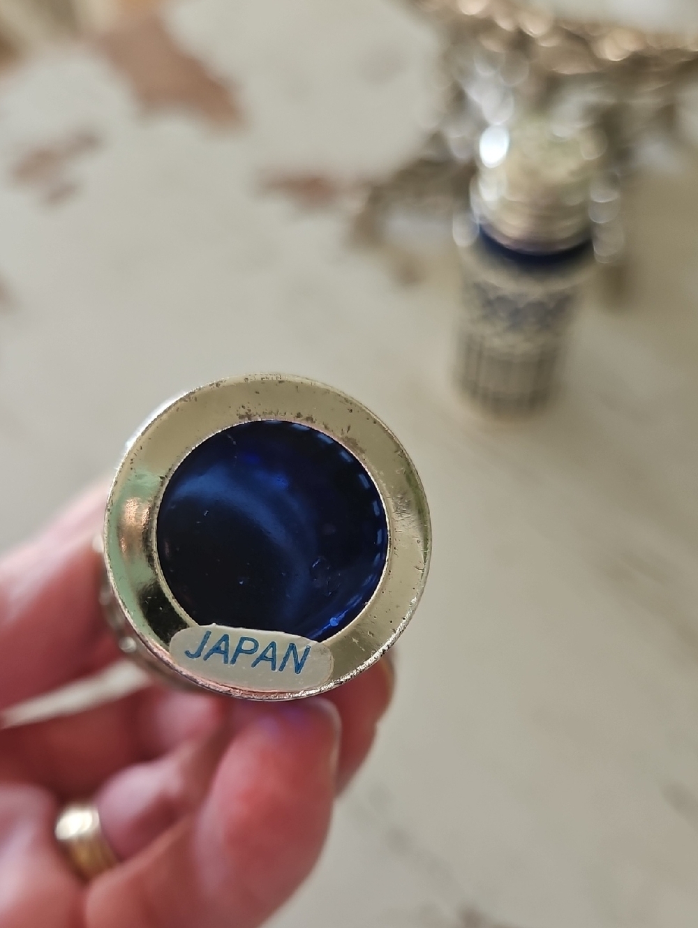 Silver Plate And Cobalt Blue Glass Salt and Pepper Shakers - Picture 4 of 4